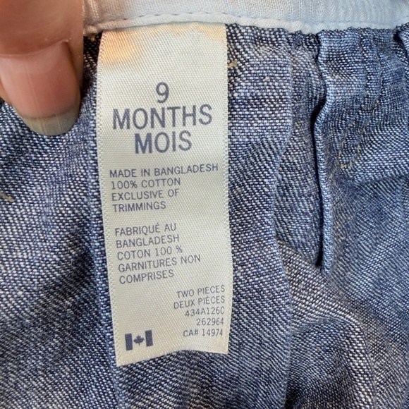 OSHKOSH Girl Denim Overall Dress Size 9months Dark Wash - Picture 4 of 5